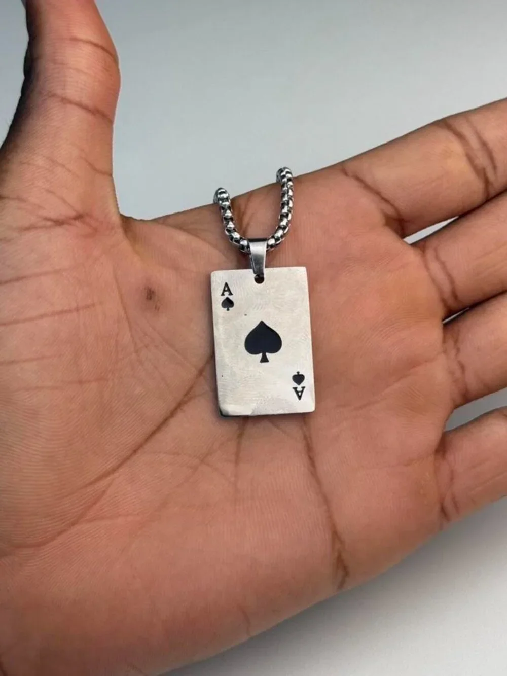 Silver Ace of‎ Spades Necklace